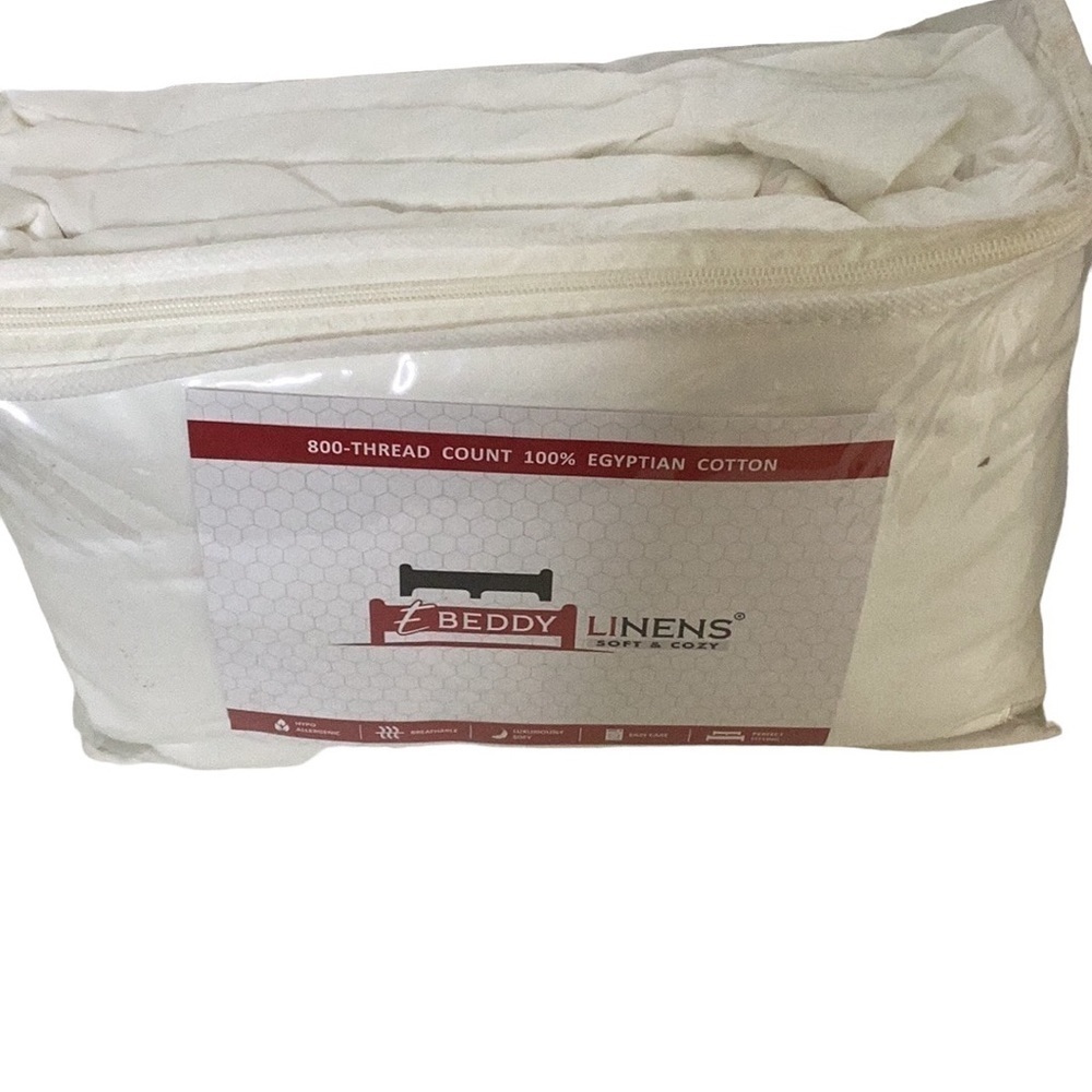 E Beddy 800 Thread Count Egyptian Cotton White Duvet Set Size 120 X 120